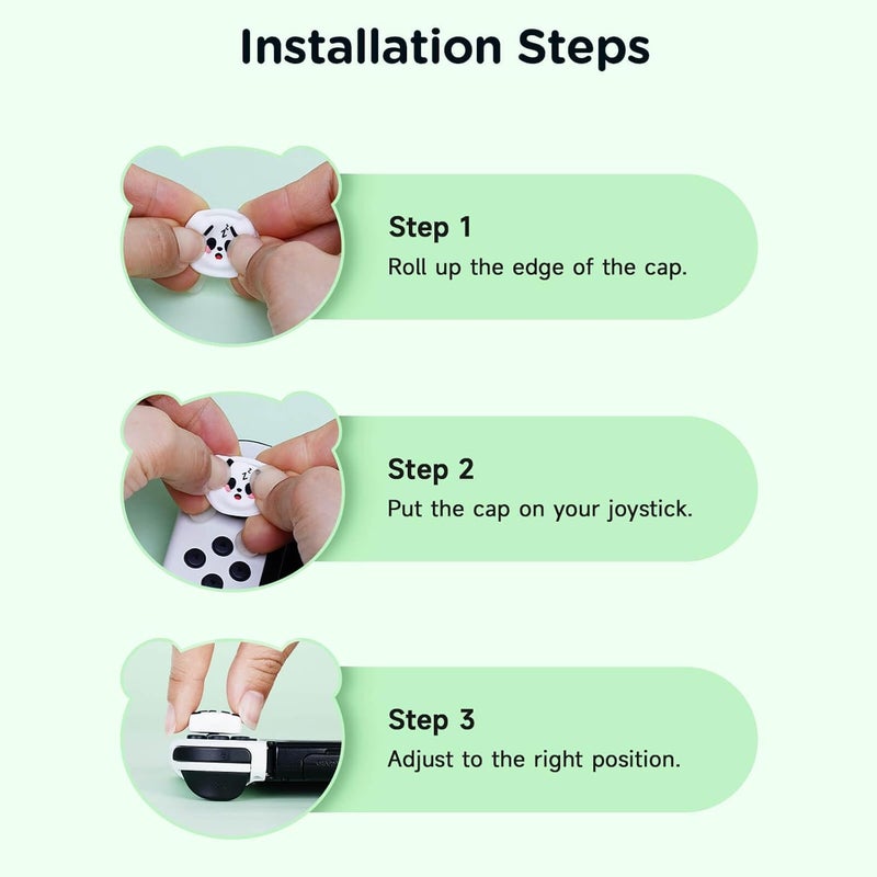 Jemdo 4 Pack Silicone Joystick Grip Caps Anti Slip Thumb Stick Covers Panda Design for Mini Handheld Devices - Image 3